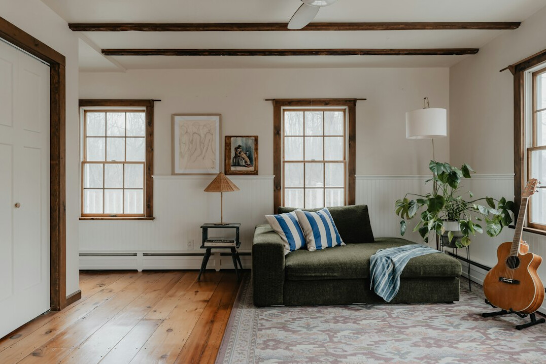 tidy living room with sofa
